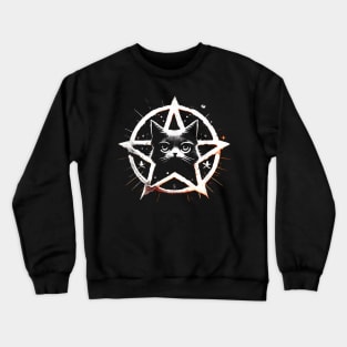 Black Cat Pentagram Pentacle Kitty Kitten Crewneck Sweatshirt